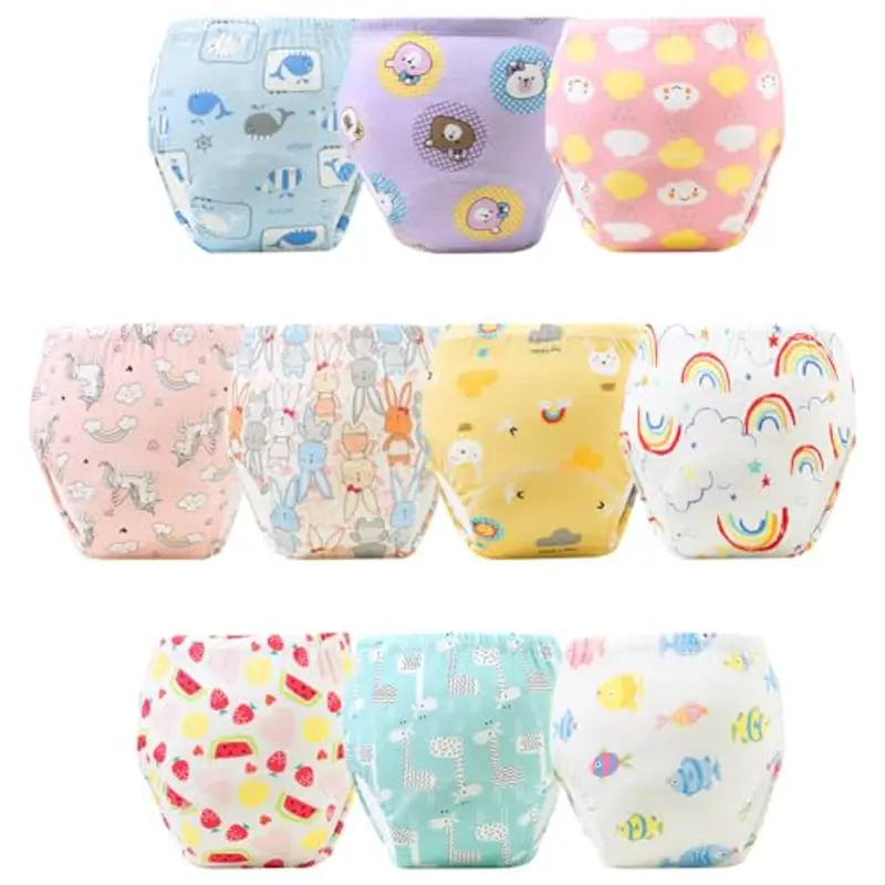 Aolso Mutandine di Apprendimento, 10PCS Pantaloni da Vasino, Apprendimento Rete Traspirante Mutande, Cotone Assorbente Vasino per Bambini