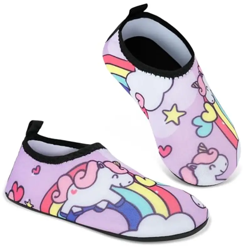 AOOSU Scarpe da Acqua per Bambini, Bambino Bambina Scarpe da Spiaggia, Scarpe da Immersione Bambino, Antiscivolo ad Asciugatura Rapida per