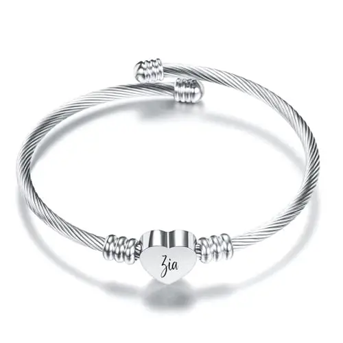 Aosyoisk Braccialetto d'Argento per Zia, Cuore Bracciale, Regalo per Donne