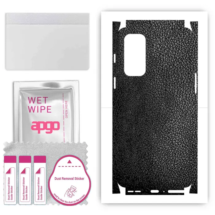 apgo Adesivo Protettivo per retro+lati compatibile con OnePlus Nord 2, Pellicola Full Wrap, Foglio, Vinile - Motivo Pelle Nera
