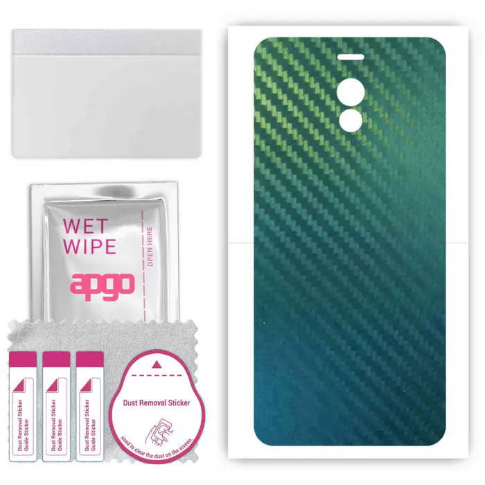 apgo Adesivo Protettivo Skin per il retro compatibile con Meizu M6 Note, Pellicola Avvolgente, Pellicola, Vinile - Motivo Carbonio