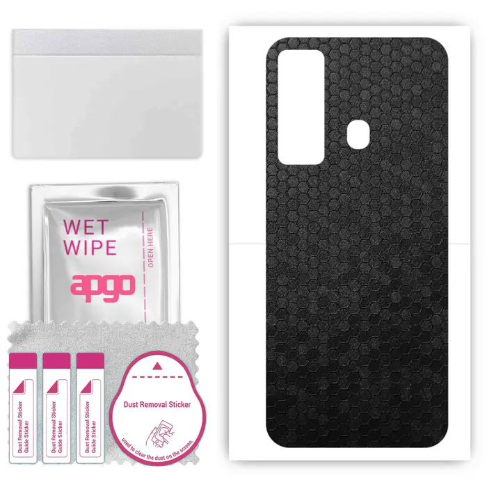 apgo Adesivo Skin Protettiva per la parte posteriore compatibile con Tecno Camon 17, Pellicola Wrap, Foglio, Vinile - Modello Nido d Ape
