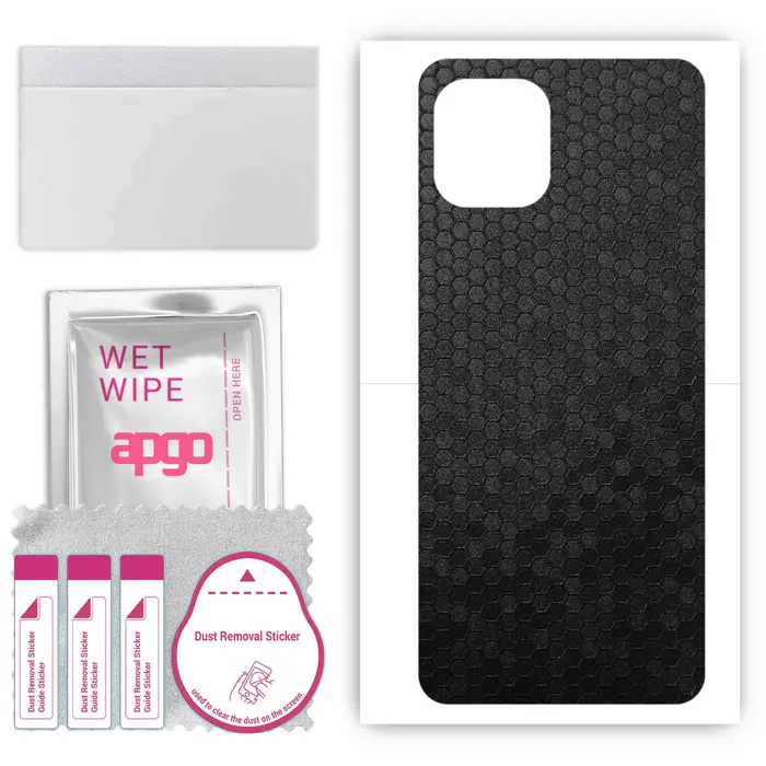 Protective Skin Sticker for the back compatible with Motorola Edge 20 Fusion, Wrap Film, Foil, Vinyl - Pattern Black Honeycomb