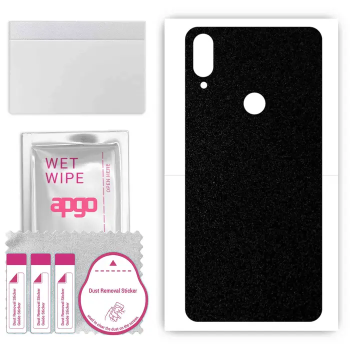 apgo Protective Skin Sticker for the back compatible with Oukitel C16 Pro, Wrap Film, Foil, Vinyl - Pattern Matte Black