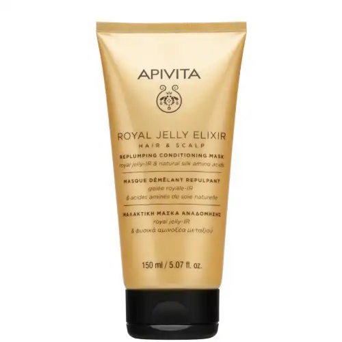APIVITA Capelli - Royal Jelly Elixir Maschera - Balsamo Rimpolpante e Ristrutturante 150ml - Maschera Ridensificante Capelli