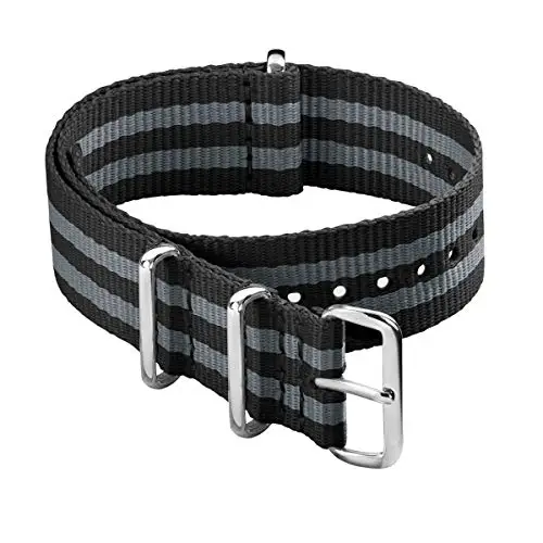 Archer Watch Straps Cinturini NATO in Nylon - Nero e Grigio (Bond), 24mm