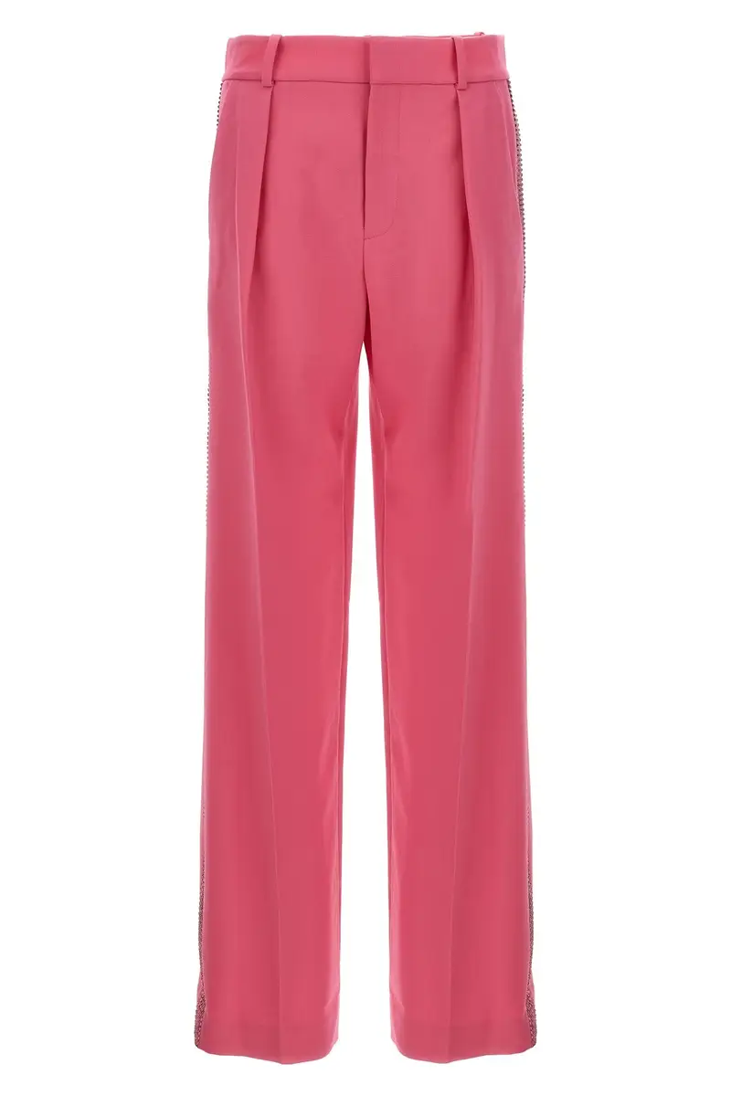 AREA Pantalone Crystal Embellished Fuxia