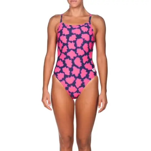 ARENA Costume da Bagno Sportivo da Donna a Righe Multicolore