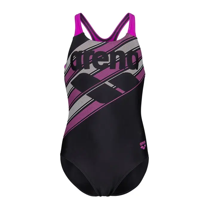Costume Intero Piscina Lines Nero Fuchsia Bambina
