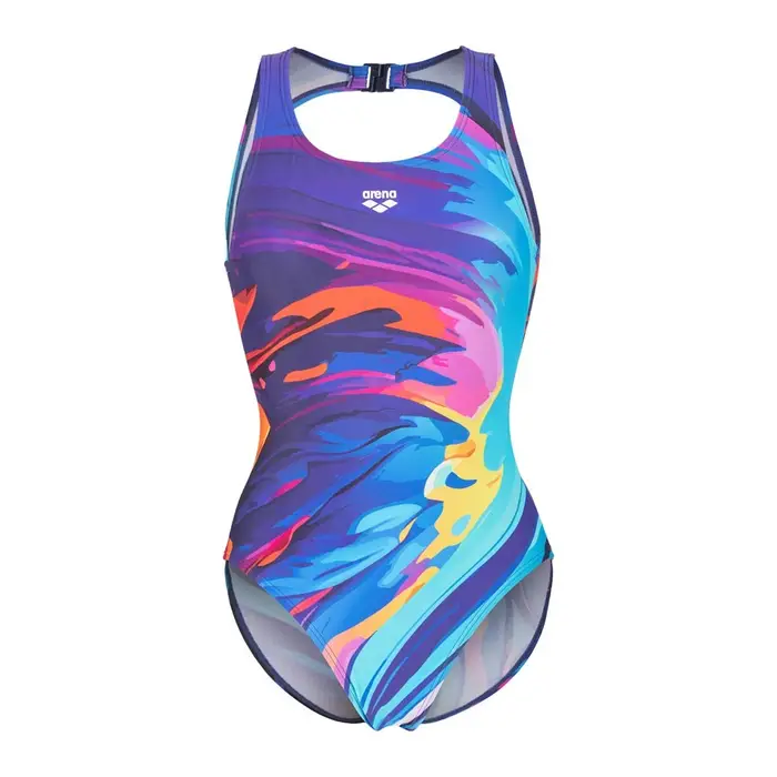 Arena Costume Intero Piscina Placement O Back Multi Blu Donna