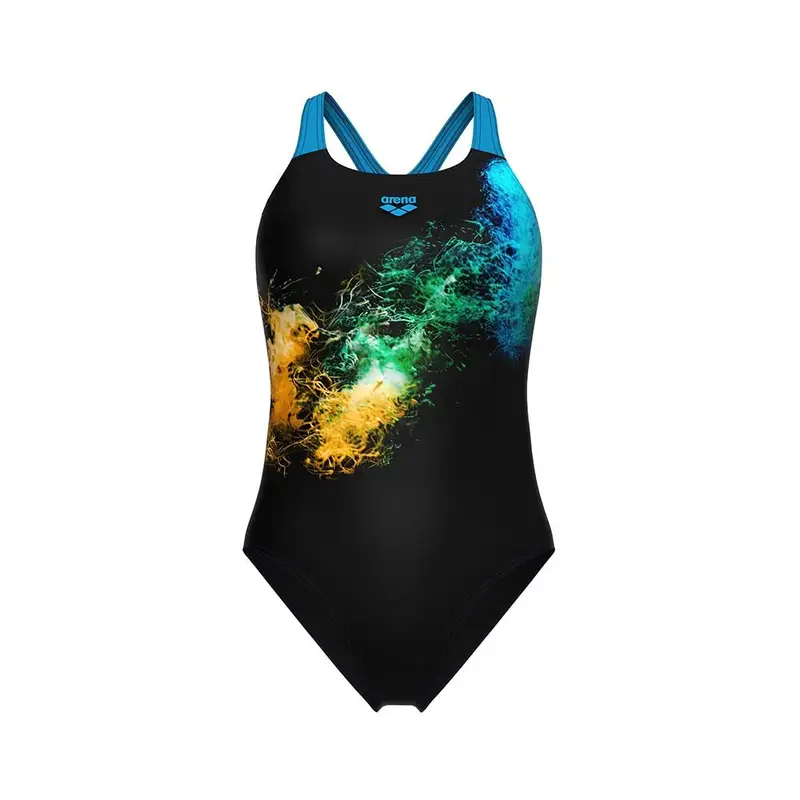 Arena Costume Intero Piscina Vibrant Nero Turchese Donna