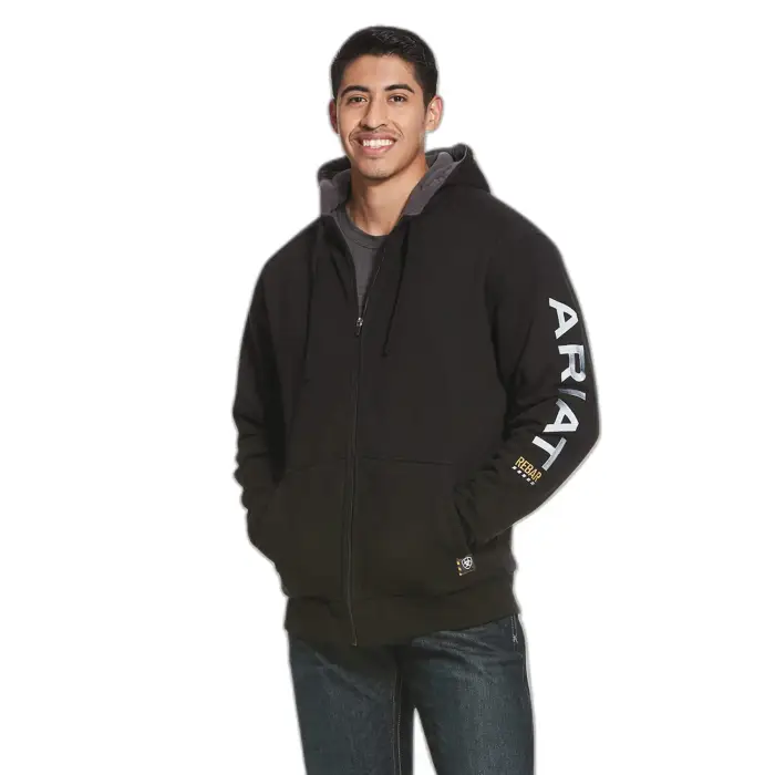 ARIAT Felpa con zip a cappuccio Rebar All Weather Noir