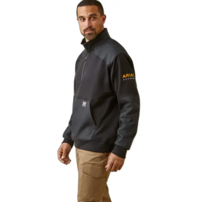 ARIAT Felpa Duracanvas impermeabile con 1/4 di zip Rebar Workman Noir
