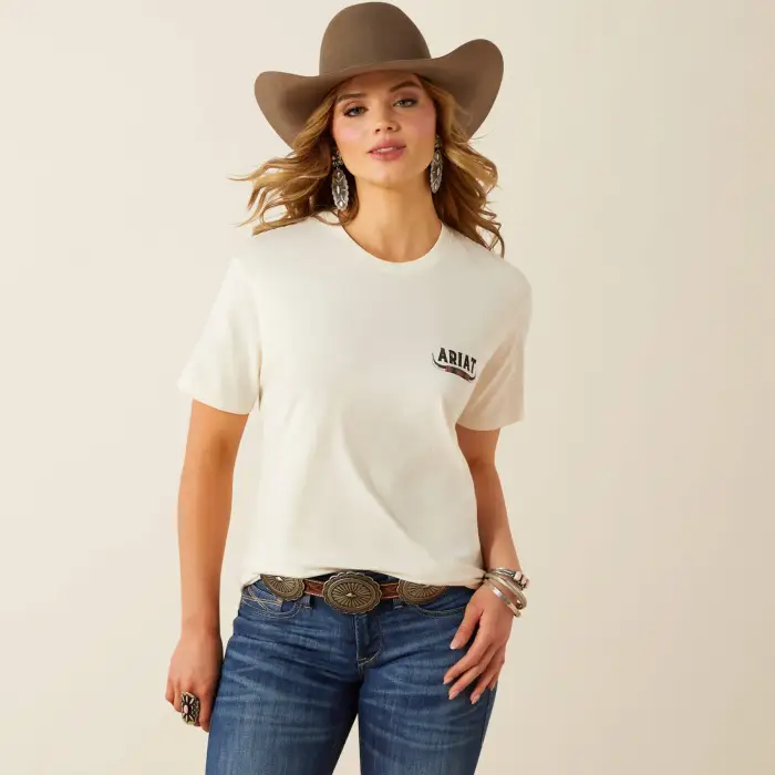 ARIAT T-shirt da donna Bull Horns Blanc