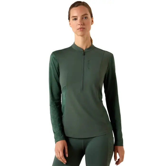 ARIAT T-shirt equitazione con zip a metà da donna Vert