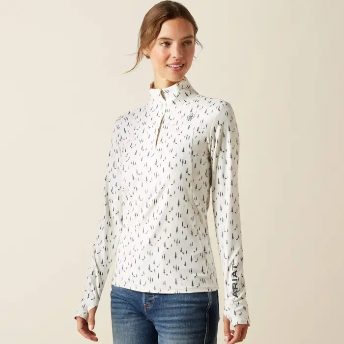 T-shirt equitazione da donna con 1/4 di zip Ariat Lowell 3 0 Blanc