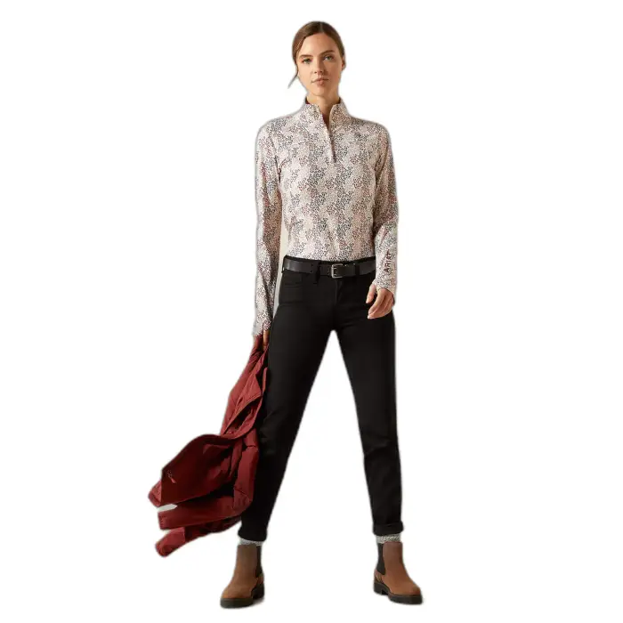 T-shirt equitazione da donna con 1/4 di zip Ariat Lowell 3 0 Blanc