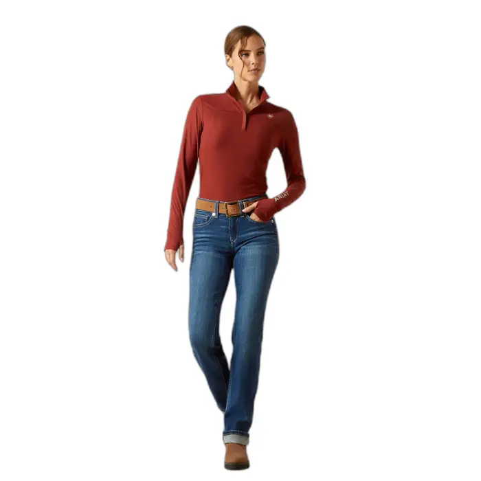 ARIAT T-shirt equitazione da donna con 1/4 di zip Lowell 3 0 Marron