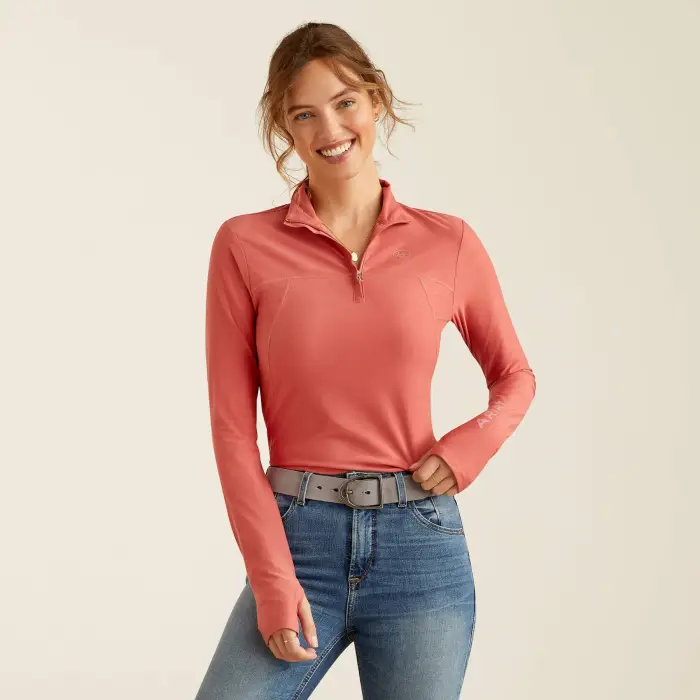 T-shirt equitazione da donna con 1/4 di zip Ariat Lowell 3 0 Rose