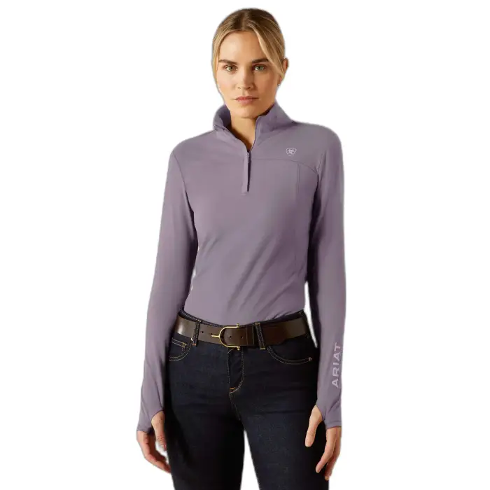 T-shirt equitazione da donna con 1/4 di zip Ariat Lowell 3 0 Violet