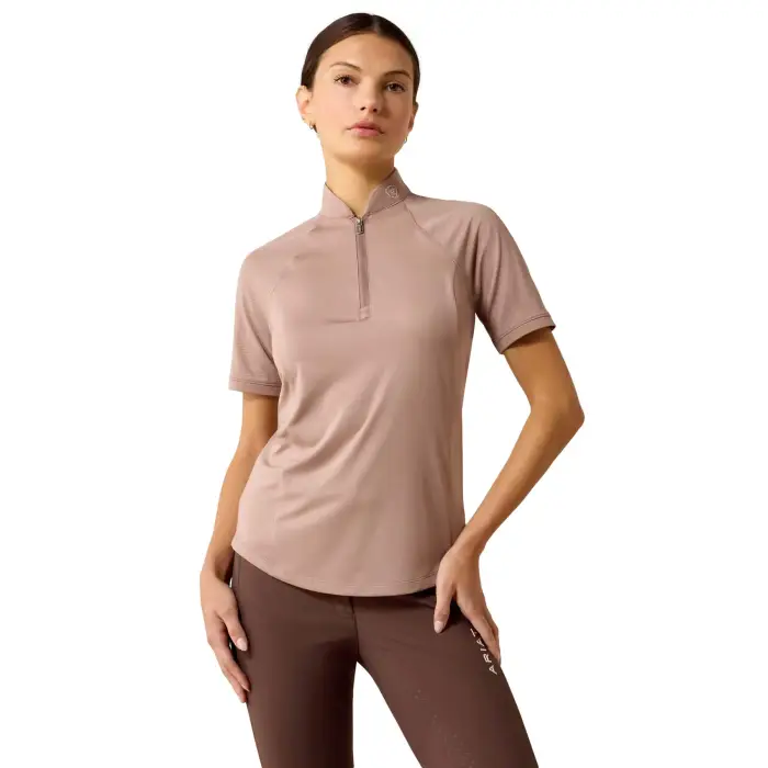 T-shirt equitazione da donna con 1/4 di zip Ariat Soquel Marron