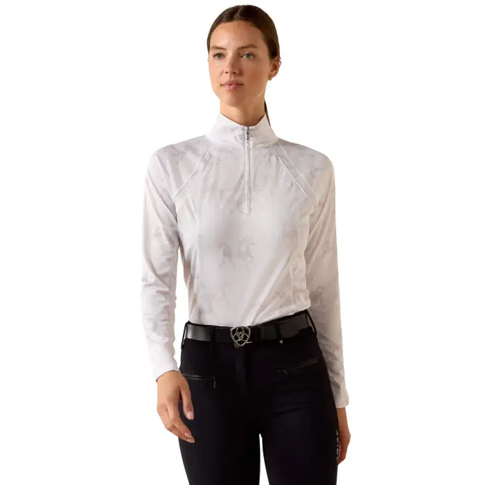 T-shirt equitazione da donna con 1/4 di zip Ariat Sunstopper 3 0 Blanc