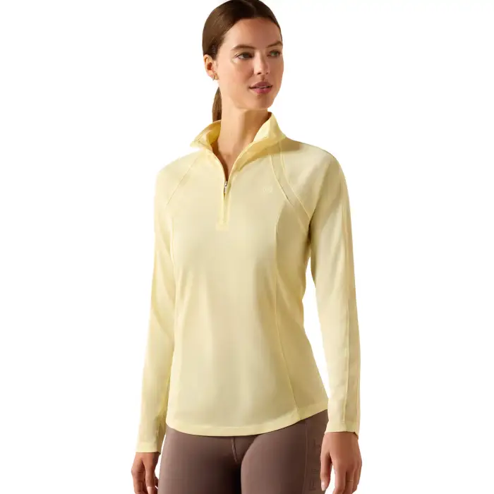 T-shirt equitazione da donna con 1/4 di zip Ariat Sunstopper 3 0 Jaune