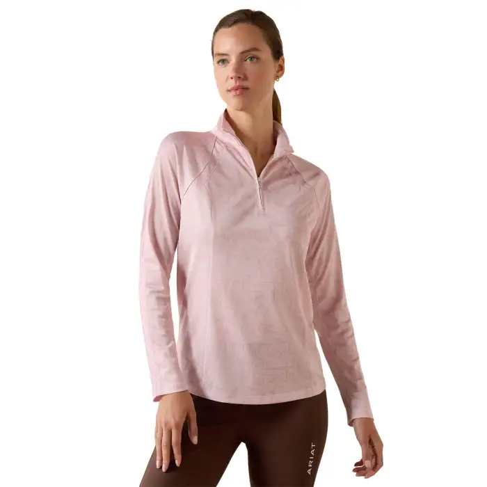 T-shirt equitazione da donna con 1/4 di zip Ariat Sunstopper 3 0 Rose