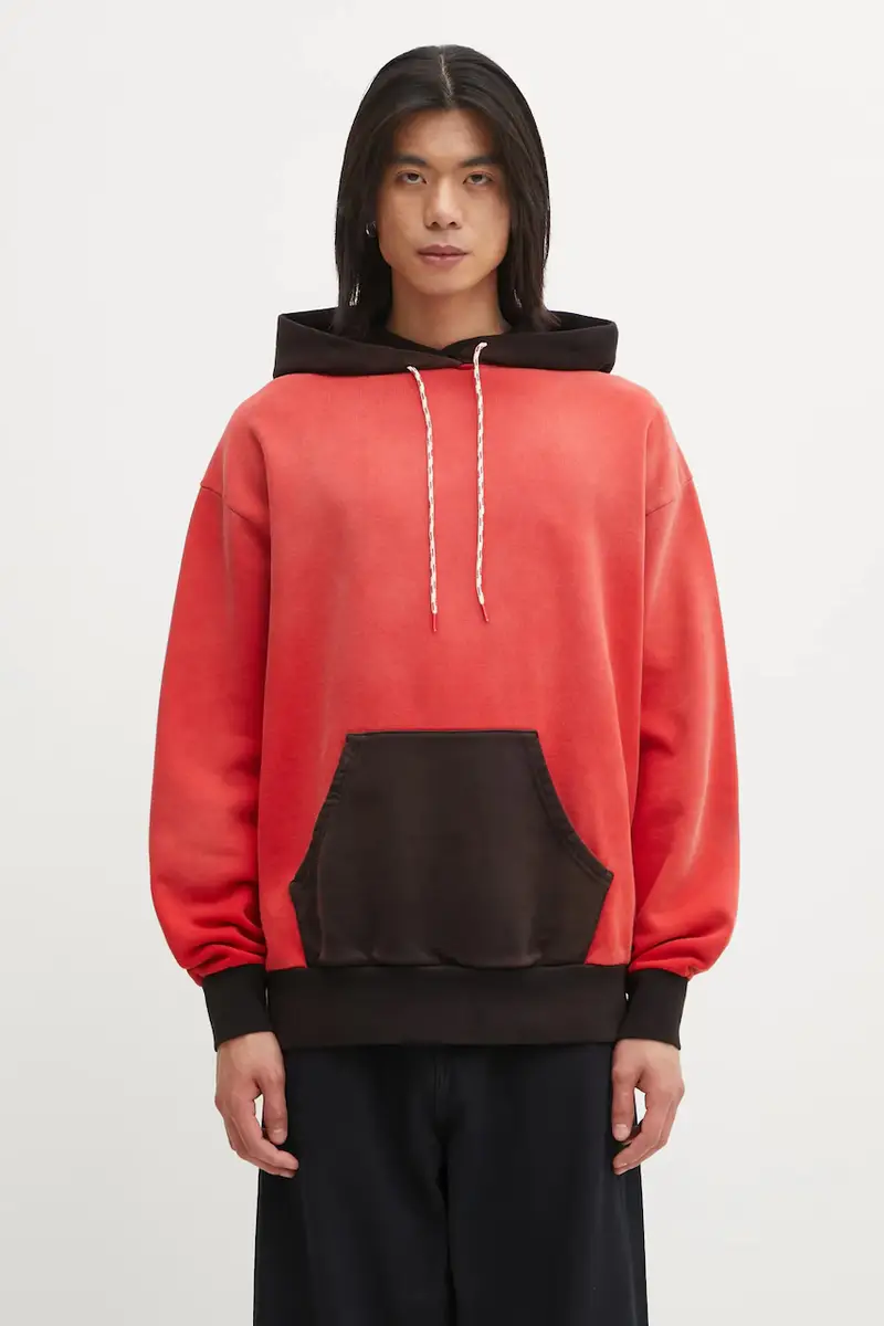 Aries felpa in cotone Sunbleached Premium Temple uomo colore rosso con cappuccio AR2002604