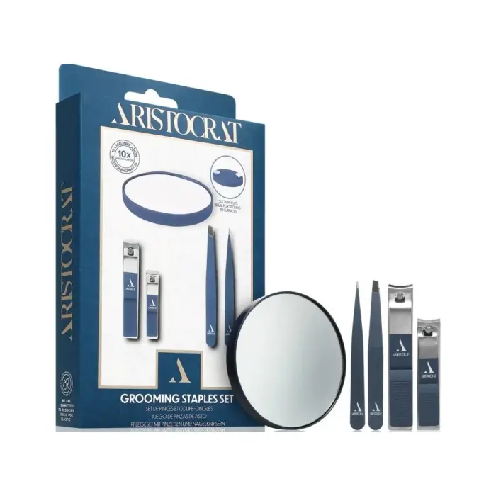 Aristocrat Grooming Staples Set confezione regalo per le unghie specchietto cosmetico 1 pz + pinzetta 2 pz + pinzette per unghie 2 pz