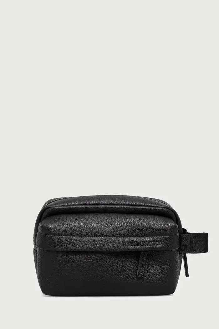borsa cosmetica da uomo in similpelle Nero