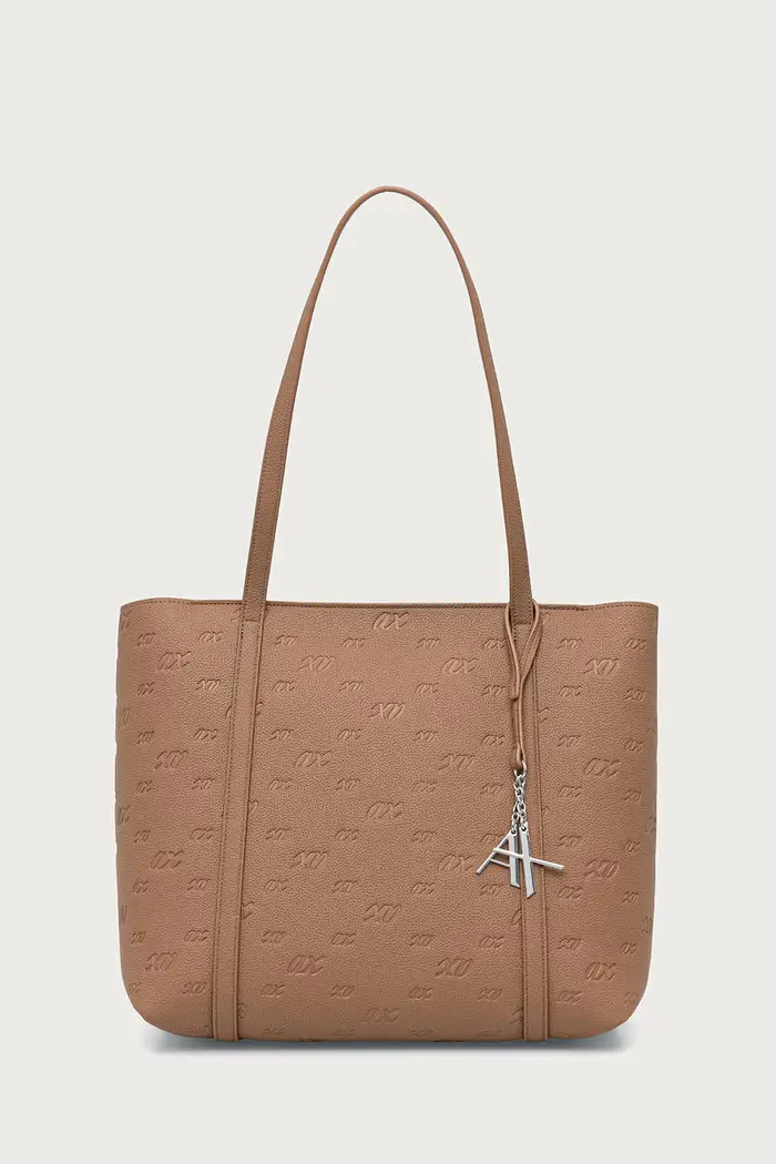 borsa shopper da donna in similpelle Marrone