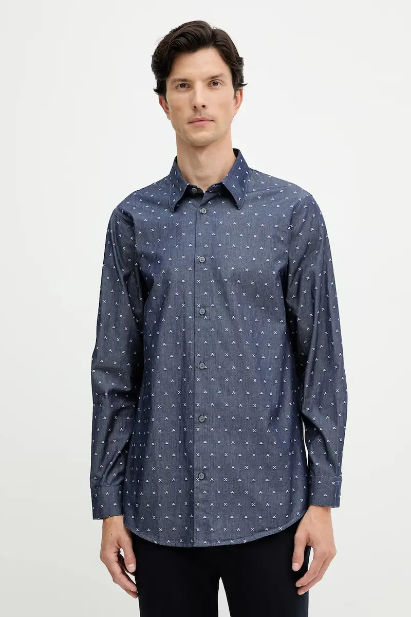 Armani Exchange camicia in cotone uomo colore blu navy XM001716 AF17528