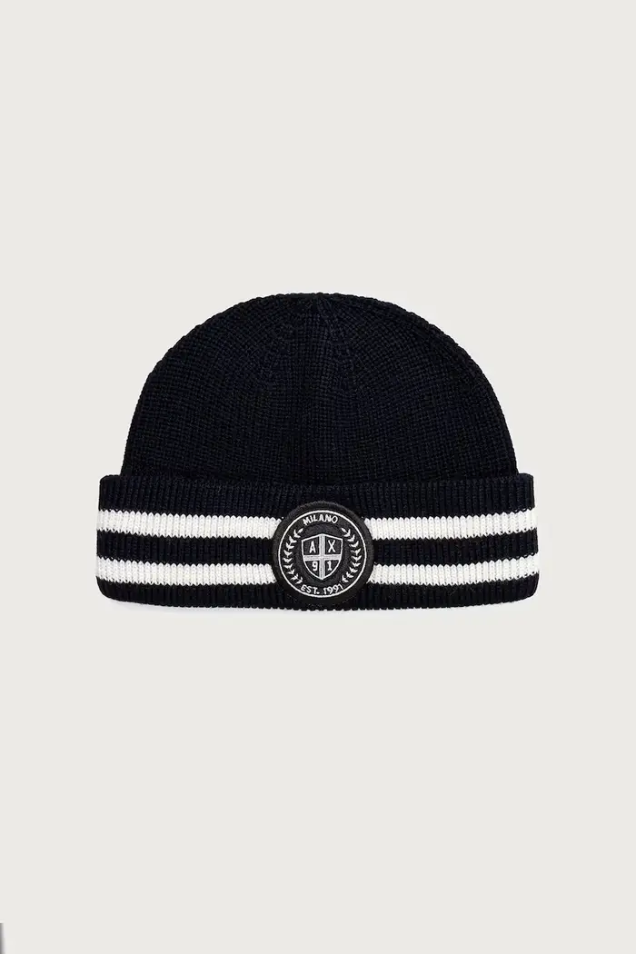 cappello beanie da uomo con lana Blu navy