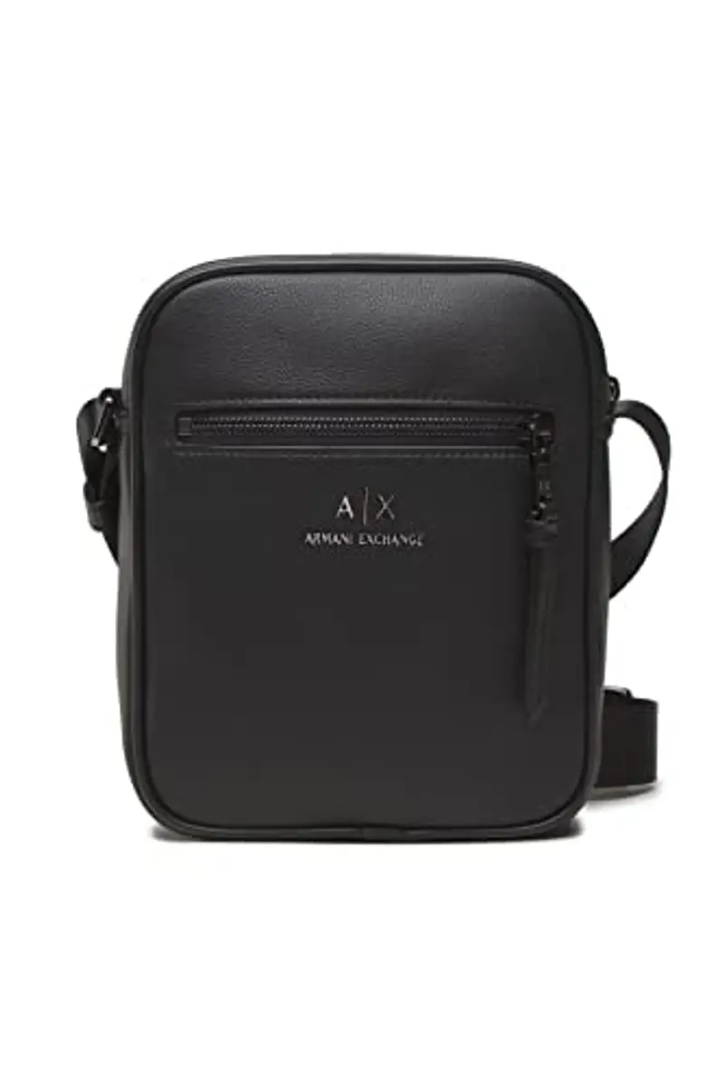 Armani Exchange Essential Dino, Front Pocket, Zip Around, Crossbody Uomo, Nero