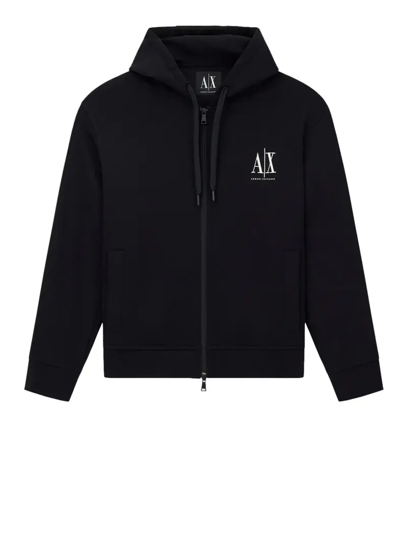 felpa zip armani exchange da uomo - nero