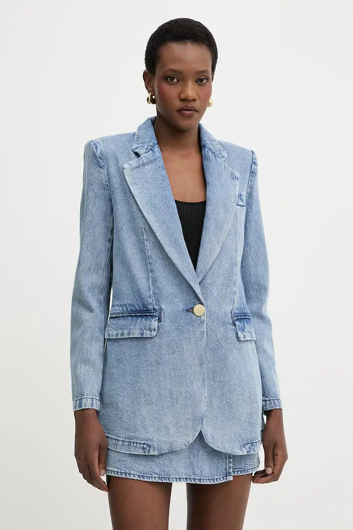 giacca monopetto da donna in jeans Blu