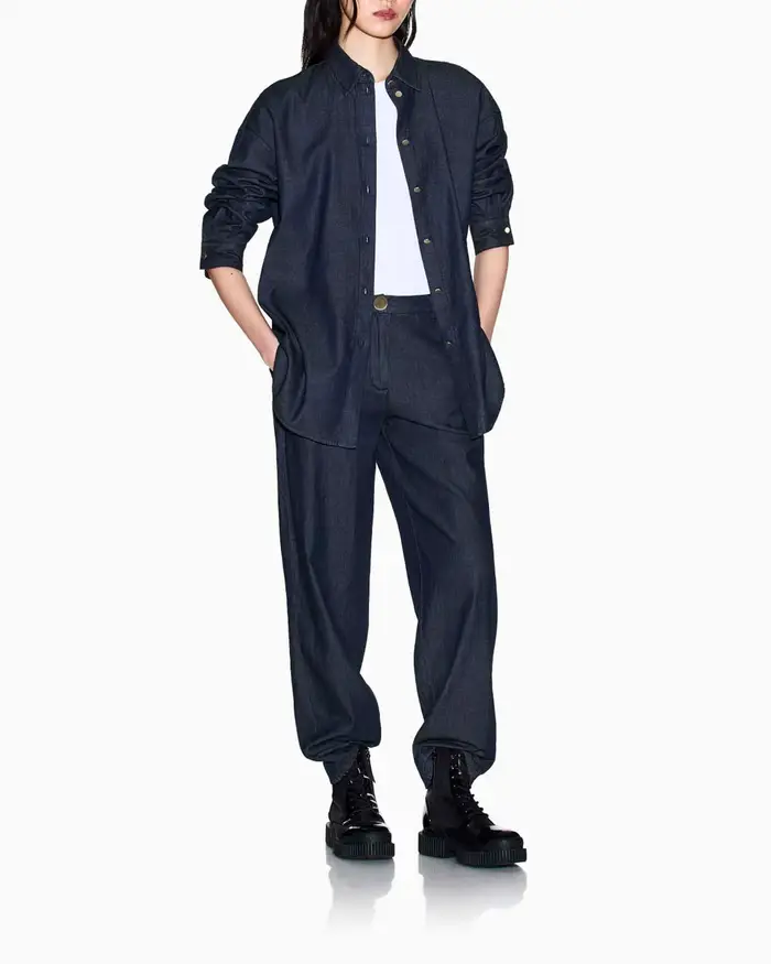 Jeans Armani Exchange lavaggio scuro in cotone a gamba larga