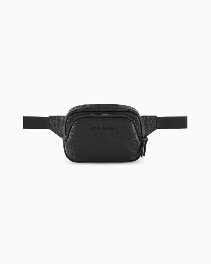 Armani Exchange Marsupio nero in similpelle con logo impresso