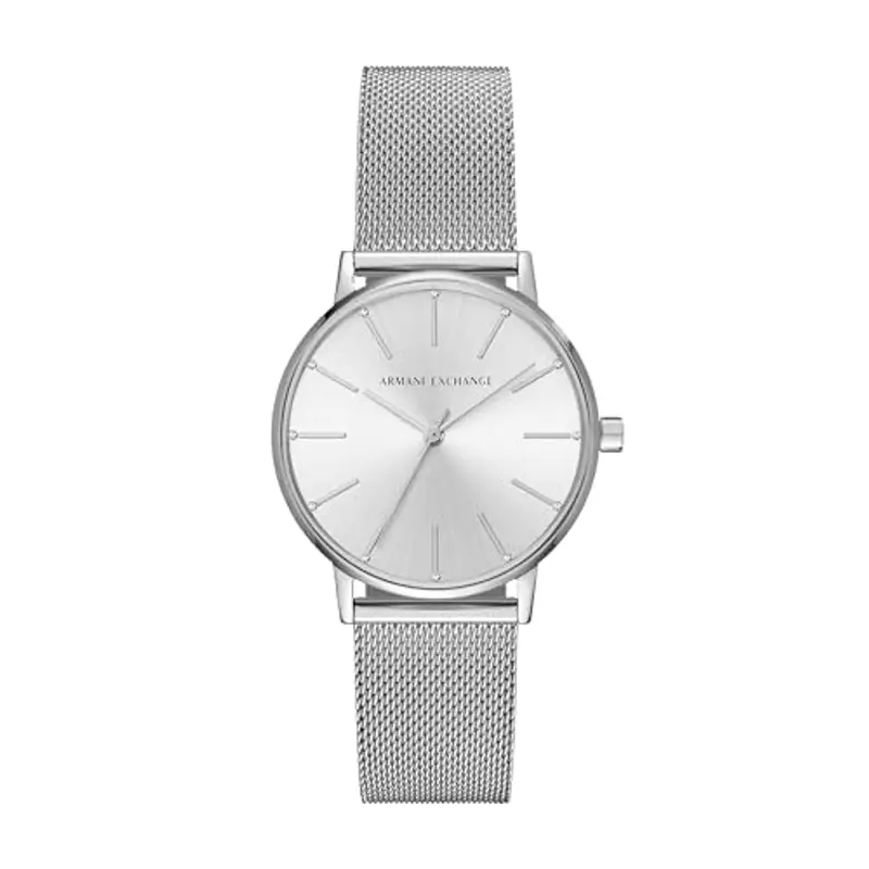 Armani Exchange Orologio a tre lancette da donna, cassa in acciaio inossidabile 36 mm e bracciale a maglie in acciaio inossidabile, AX5535