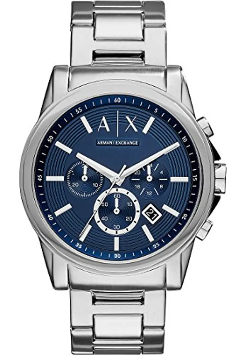 Armani Exchange Orologio da uomo con cronografo al quarzo, cassa in acciaio inossidabile da 45 mm e bracciale in acciaio inossidabile