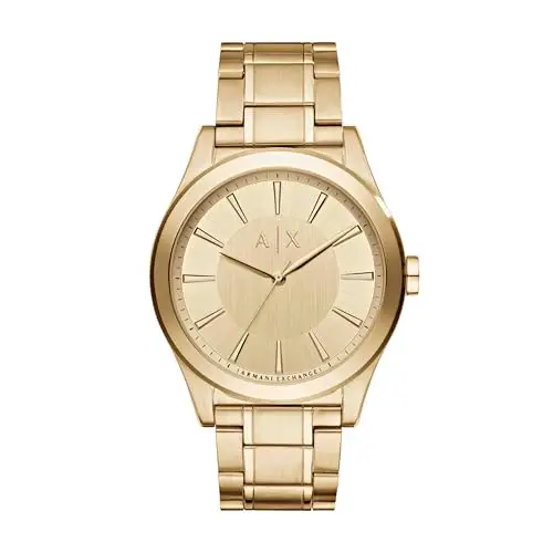 Armani Exchange Orologio per uomo, Movimento al quarzo a tre lancette e cassa da 44 mm con cinturino in acciaio, Oro