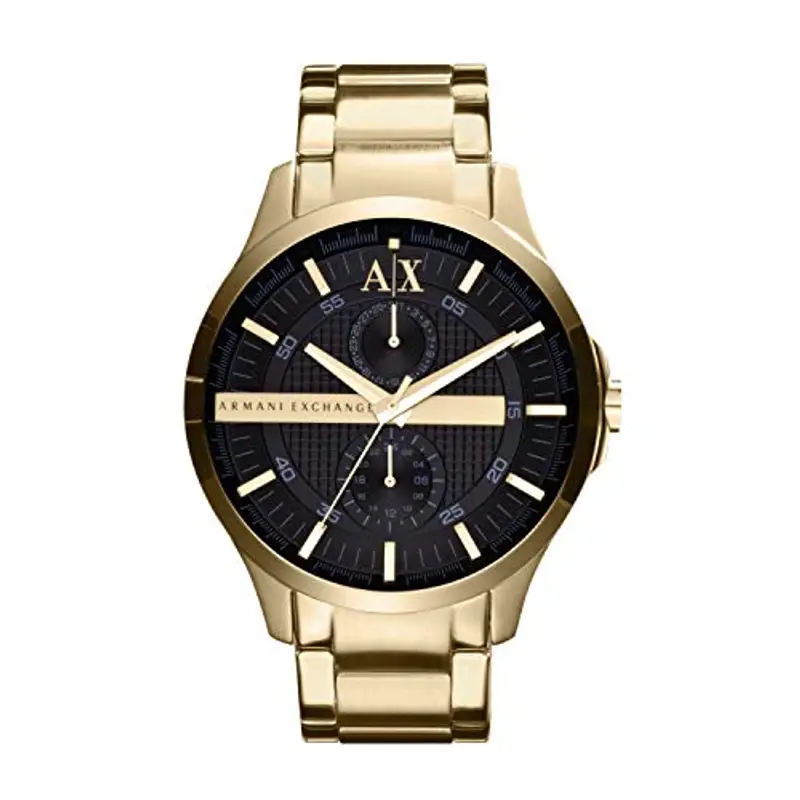 Armani Exchange Orologio per uomo, Movimento al quarzo multifunzione e cassa da 44 mm con cinturino in acciaio, Tonalità oro e nero jet