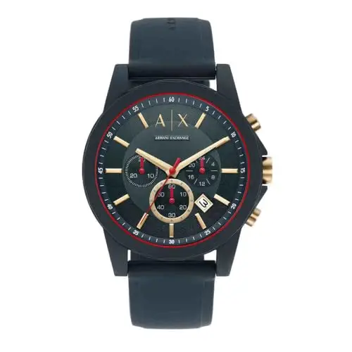 Armani Exchange Orologio Uomo, movimento cronografo, cassa in nylon blu da 47 mm con cinturino in silicone, AX1335