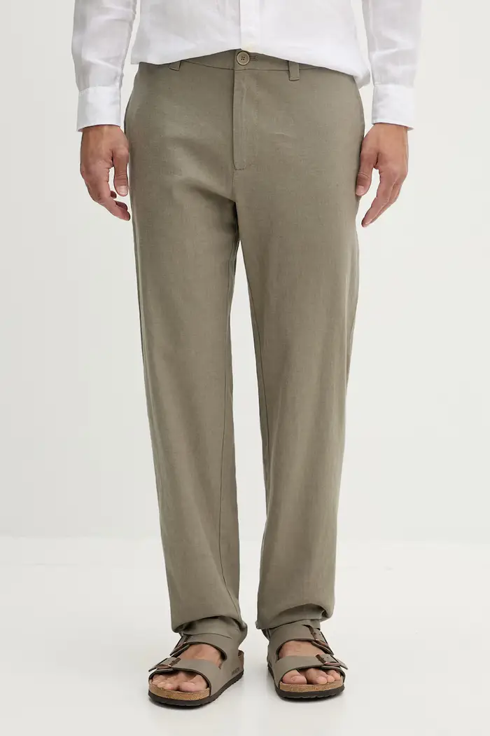 Armani Exchange pantaloni da uomo con misto lino Verde