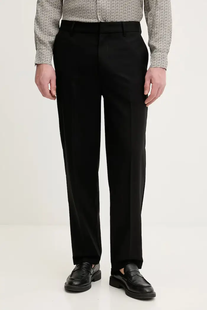 pantaloni in misto lana Nero