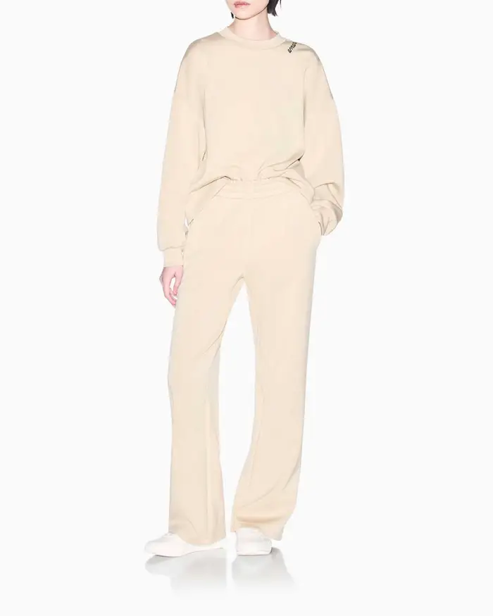Armani Exchange Pantaloni joggers beige in tessuto scuba stretch con baschina