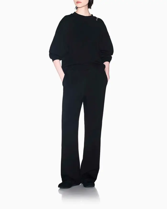 Armani Exchange Pantaloni joggers neri in tessuto scuba stretch con baschina