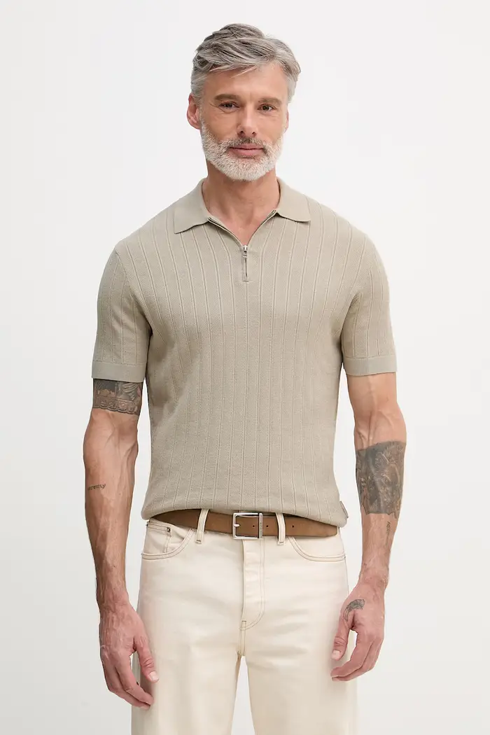 polo da uomo in cotone Beige