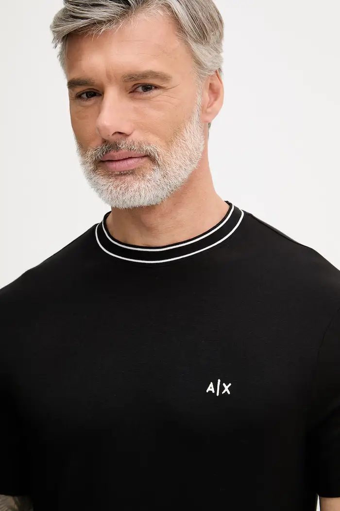 T-shirt da uomo con viscosa Nero miniatura 3